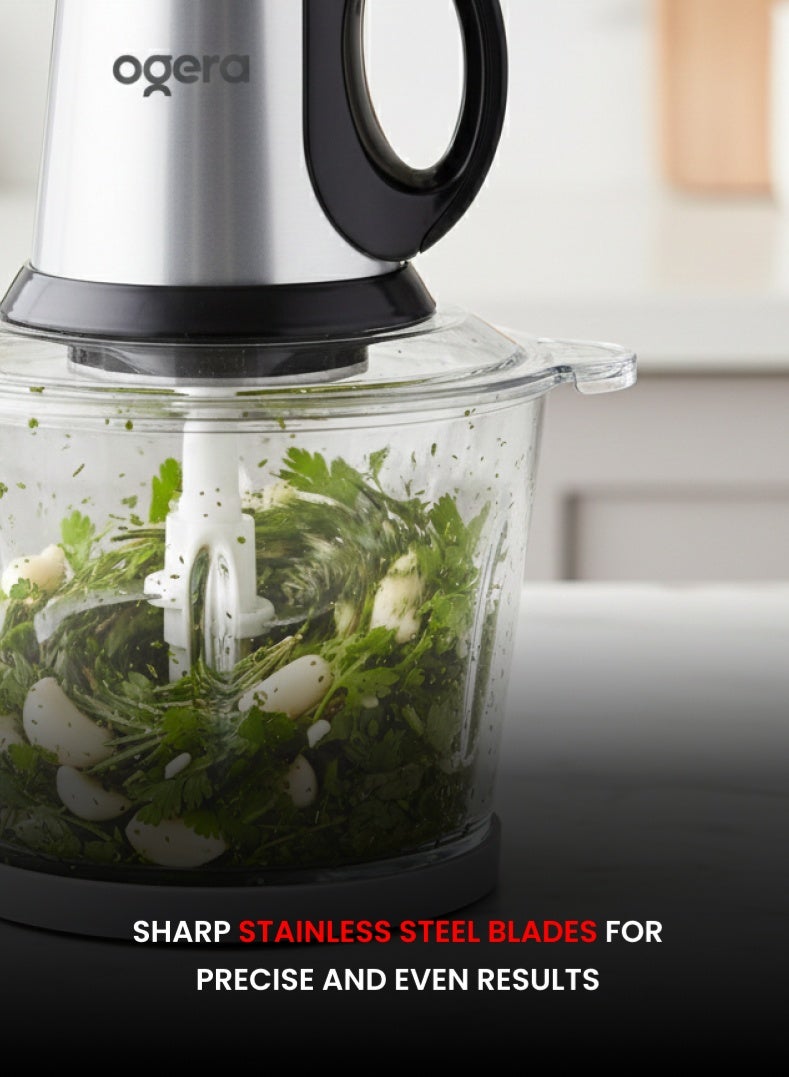 Ogera OG4001FC Electric Food Chopper 2 in 1 with Glass Bowl 3L 650W 2 year warranty - Image 3